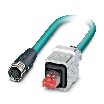 Phoenix Contact Ethernet Cordset; NBC-FS/ 5.0-94B/R4RC SCO; RJ45 to M12; CAT5; Male Straight to Female Straight; 8-Pin; 5m PUR Cable